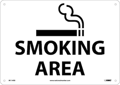 Information Signs; Smoking Area, Graphic, 10X14, Rigid Plastic