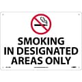 Information Signs; Smoking In Designated Areas Only, Graphic, 10X14, .040 Aluminum