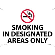 Information Signs; Smoking In Designated Areas Only, Graphic, 10X14, .040 Aluminum