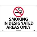 Information Signs; Smoking In Designated Areas Only, Graphic, 14 x 20, .040 Aluminum