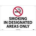 Information Signs; Smoking In Designated Areas Only, Graphic, 14X20, Rigid Plastic