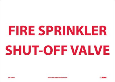 Information Labels; Fire, Sprinkler Shut Off Valve, 10X14, Adhesive Vinyl