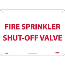 Notice Signs; Fire, Sprinkler Shut Off Valve, 10 x 14, Rigid Plastic