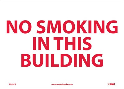 Information Labels; No Smoking In This Building, 10 x 14, Adhesive Vinyl