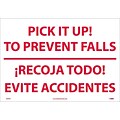 Information Labels; Pick It Up! To Prevent Falls Recoja Todo (Bilingual), 14X20, Adhesive Vinyl