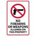 Information Labels; No Firearms Or Weapons Allowed On This Property, 18X12, Adhesive Vinyl