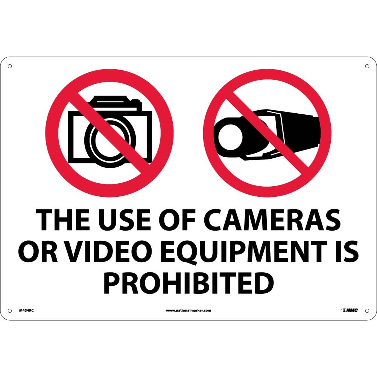 Notice Signs; The Use Of Cameras Or Video Equipment Is Prohibited, 14X20, Rigid Plastic