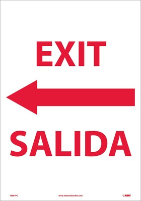 Information Labels; Exit Left Arrow Bilingual, 20X14, Adhesive Vinyl