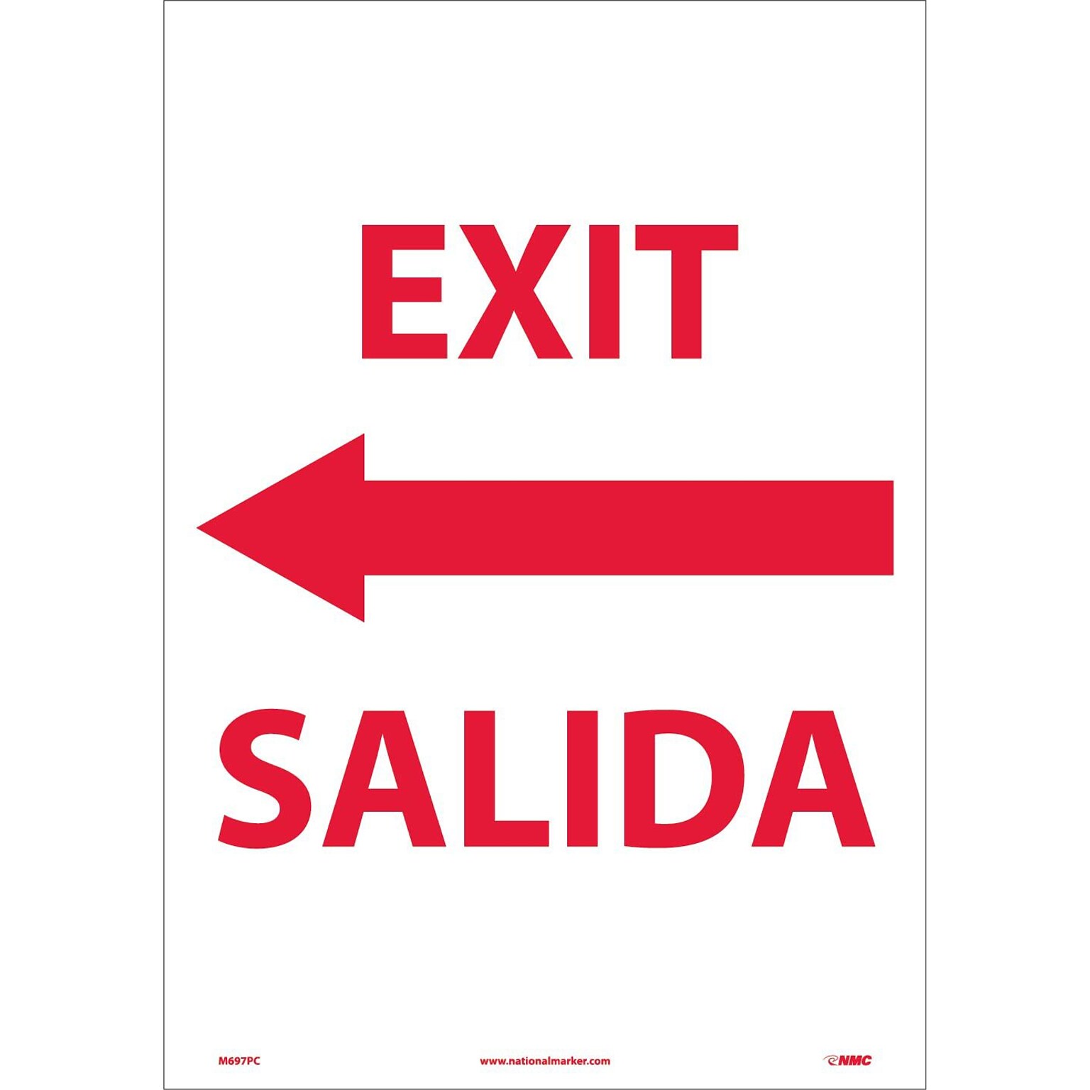 Information Labels; Exit Left Arrow Bilingual, 20X14, Adhesive Vinyl