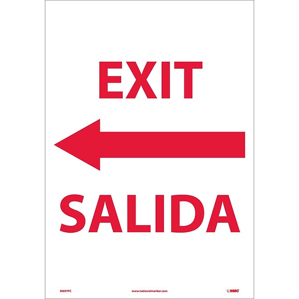 Information Labels; Exit Left Arrow Bilingual, 20X14, Adhesive Vinyl