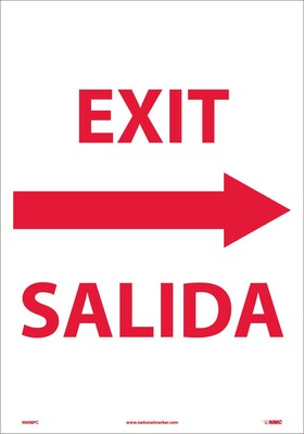 Information Labels; Exit Right Arrow Bilingual, 20X14, Adhesive Vinyl