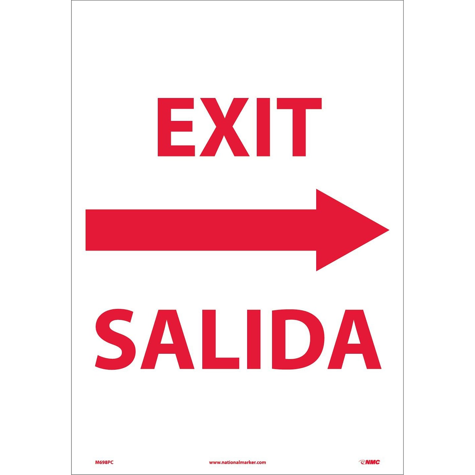 Information Labels; Exit Right Arrow Bilingual, 20X14, Adhesive Vinyl