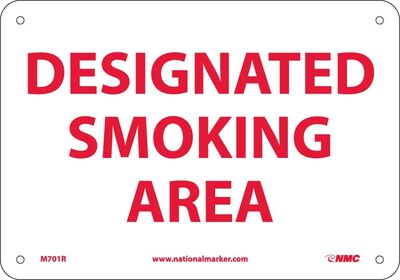 Information Signs; Designated Smoking Area, 7 x 10, Rigid Plastic