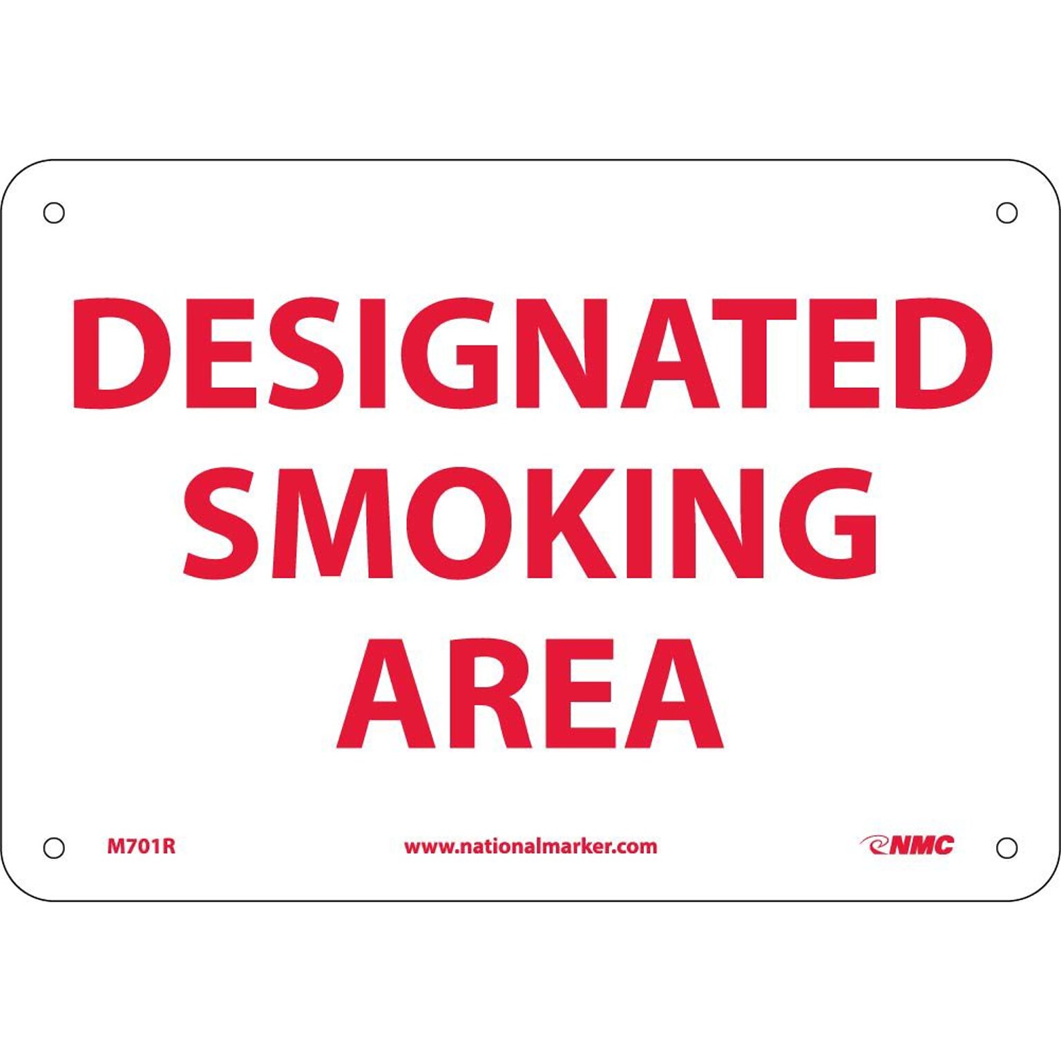 Information Signs; Designated Smoking Area, 7 x 10, Rigid Plastic