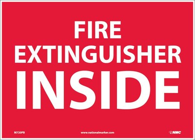 Information Labels; Fire Extinguisher Inside, 10X14, Adhesive Vinyl
