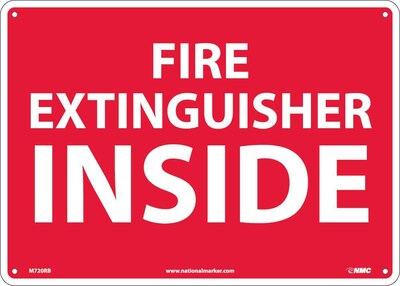 Notice Signs; Fire Extinguisher Inside, 10 x 14, Rigid Plastic