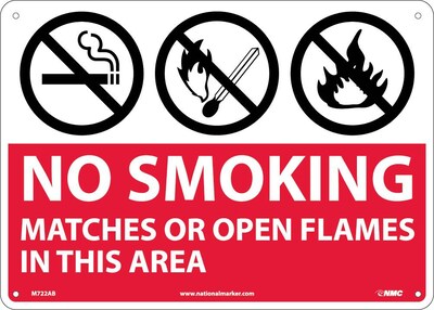 Notice Signs; (Graphics) No Smoking Matches Or Open Flames In This Area, 10X14, .040 Aluminum