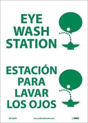 Information Labels; Eye Wash Station (Graphic), Bilingual, 14X10, Adhesive Vinyl