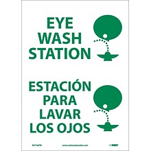 Information Labels; Eye Wash Station (Graphic), Bilingual, 14X10, Adhesive Vinyl