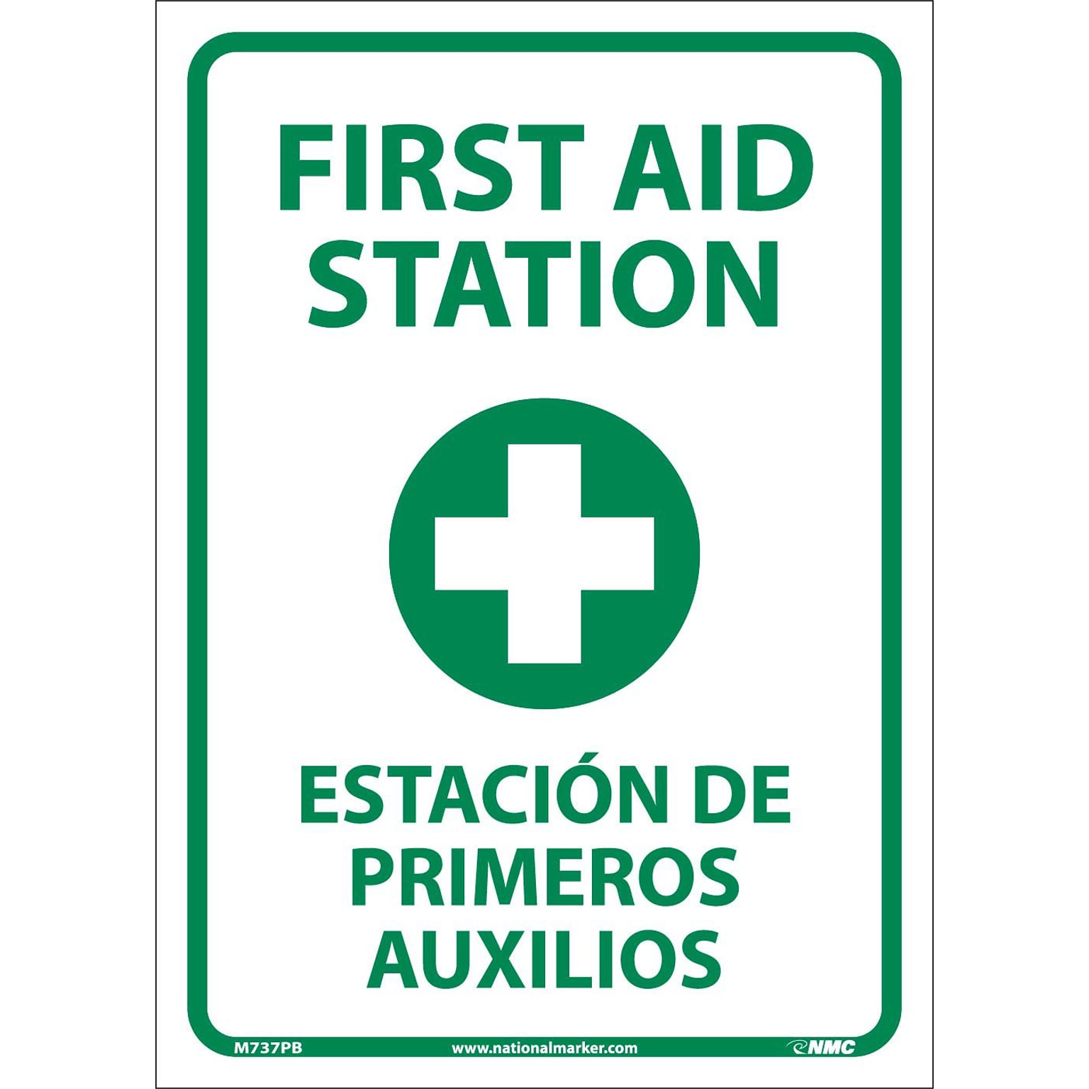 Information Labels; First Aid Station (Graphic), Bilingual, 14X10, Adhesive Vinyl
