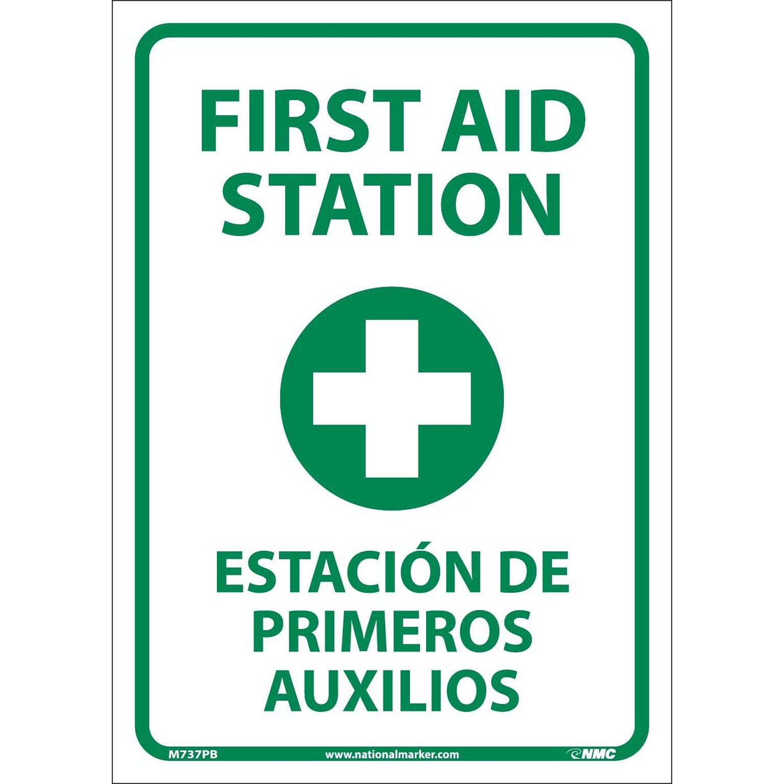 Information Labels; First Aid Station (Graphic), Bilingual, 14X10, Adhesive Vinyl