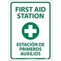 Notice Signs; First Aid Station (Graphic), Bilingual, 14X10, Rigid Plastic