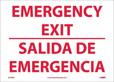 Information Labels; Emergency Exit, Bilingual, 10X14, Adhesive Vinyl