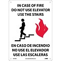 Notice Signs; In Case Of Fire Do Not Use Elevator Use Stairs Graphic, Bilingual 14X10, .040 Aluminum