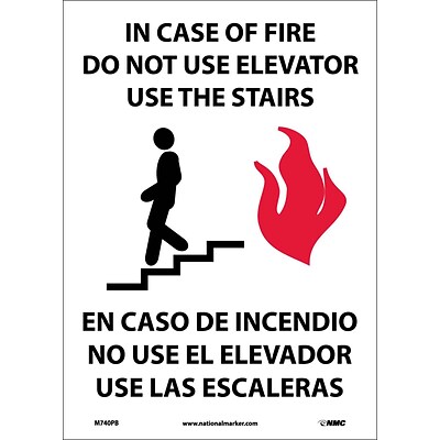 Information Labels; In Case Of Fire Do Not Use Elevator...Graphic, Bilingual 14X10, Adhesive Vinyl