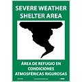 Information Labels; Severe Weather Shelter Area (Graphic), Bilingual, 14X10, Adhesive Vinyl