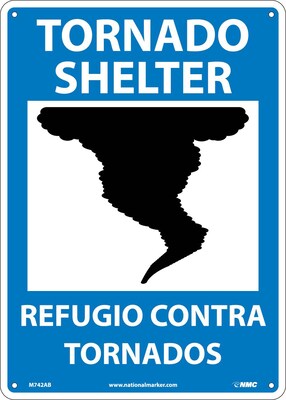 Notice Signs; Tornado Shelter (Graphic), Bilingual, 14X10, .040 Aluminum