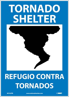 Information Labels; Tornado Shelter (Graphic), Bilingual, 14X10, Adhesive Vinyl