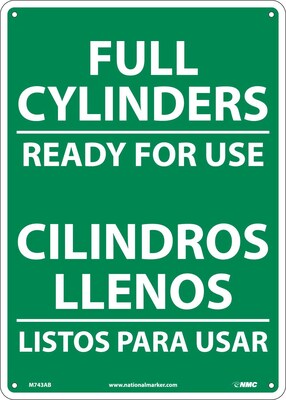 Information Signs; Full Cylinders Ready For Use, Bilingual, 14X10, .040 Aluminum