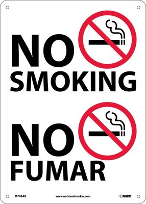 Information Signs; No Smoking (Graphic), Bilingual, 14X10, .040 Aluminum
