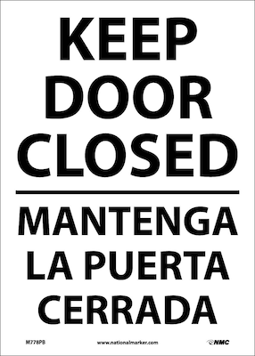 Information Labels; Keep Door Closed, Bilingual, 14X10, Adhesive Vinyl