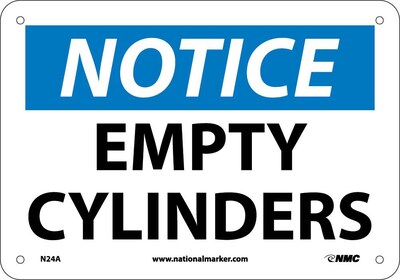 Notice Signs; Empty Cylinders, 7X10, .040 Aluminum
