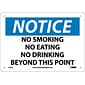 Notice Signs; No Smoking No Eating No Drinking Beyond This Point, 7X10, Rigid Plastic