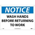 Notice Signs; Wash Hands Before Returning To Work, 10X14, Rigid Plastic