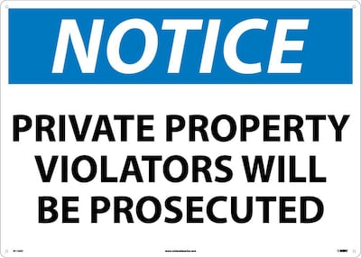 Private Property Violators Will Be Prosecuted, 20X28, .040 Aluminum, Notice Sign