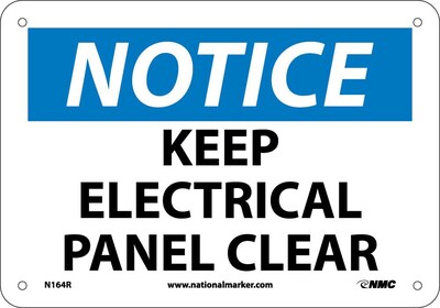 Notice Signs; Keep Electrical Panel Clear, 7X10, Rigid Plastic