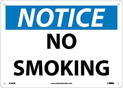 No Smoking, 10X14, Rigid Plastic, Notice Sign