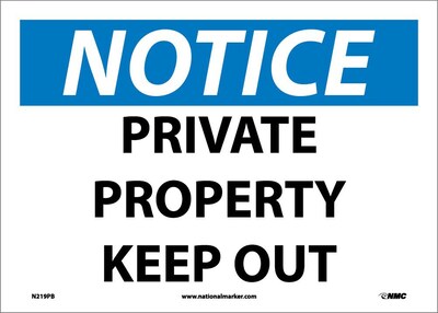 Notice Labels; Private Property Keep Out, 10X14, Adhesive Vinyl