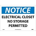 Notice Labels; Electrical Closet No Storage Permitted, 10 x 14, Adhesive Vinyl