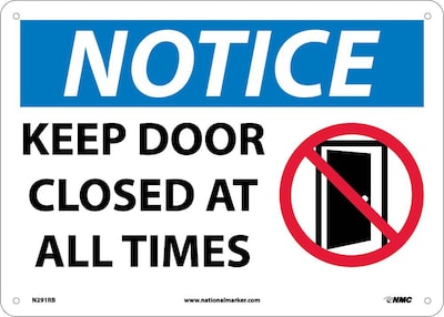 Notice Signs; Keep Door Closed At All Times, Graphic, 10X14, Rigid Plastic
