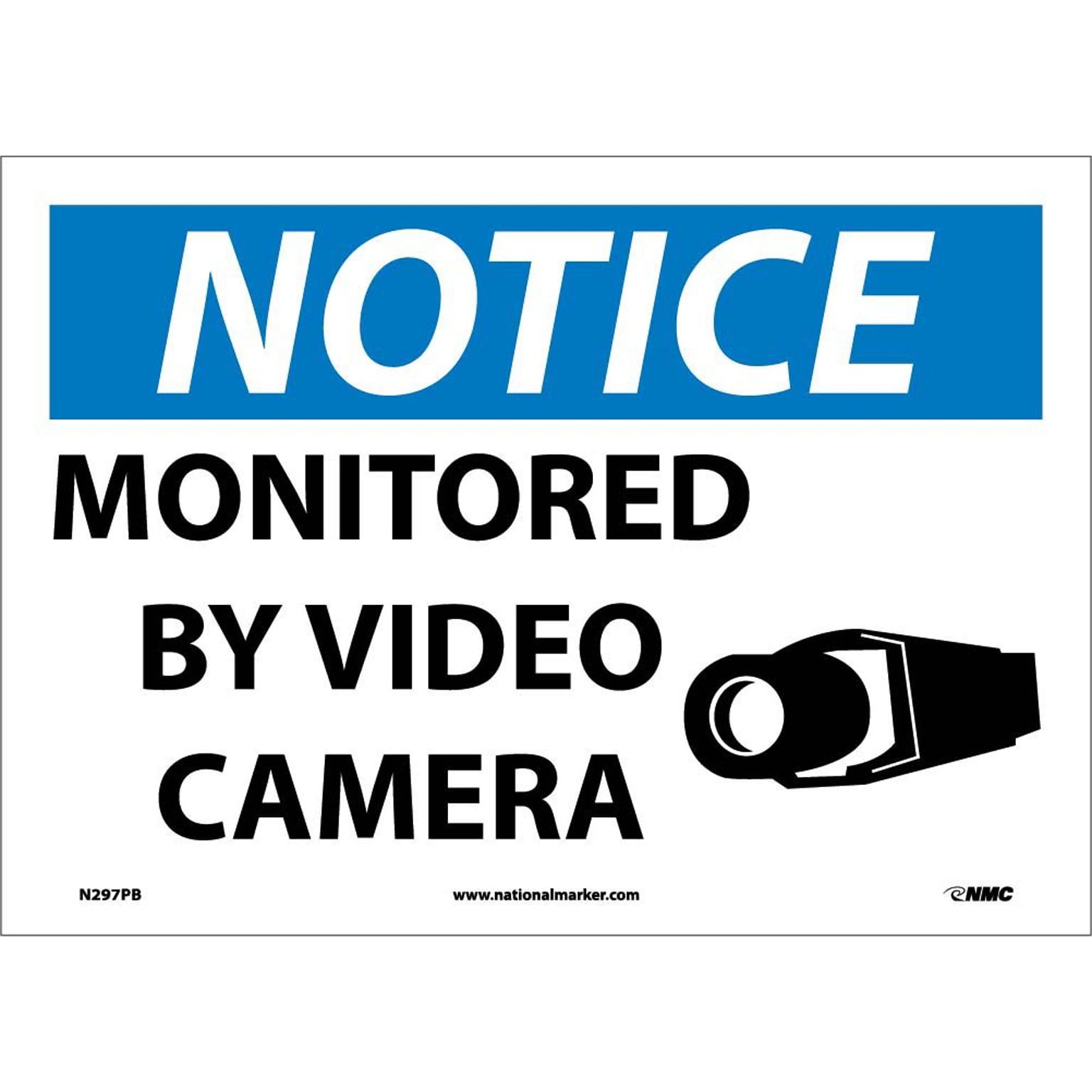 Notice Labels; Monitored By Video Camera, 10 x 14, Adhesive Vinyl