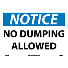 Notice Labels; No Dumping Allowed, 10 x 14, Adhesive Vinyl