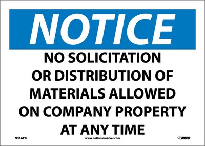 Notice Signs; No Solicitation Or Distribution Of Materials Allowed On Company Property At Any Time