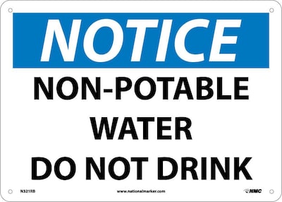 Notice Signs; Non-Potable Water Do Not Drink, 10X14, Rigid Plastic