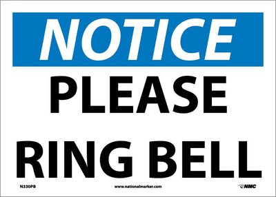 Notice Labels; Please Ring Bell, 10 x 14, Adhesive Vinyl