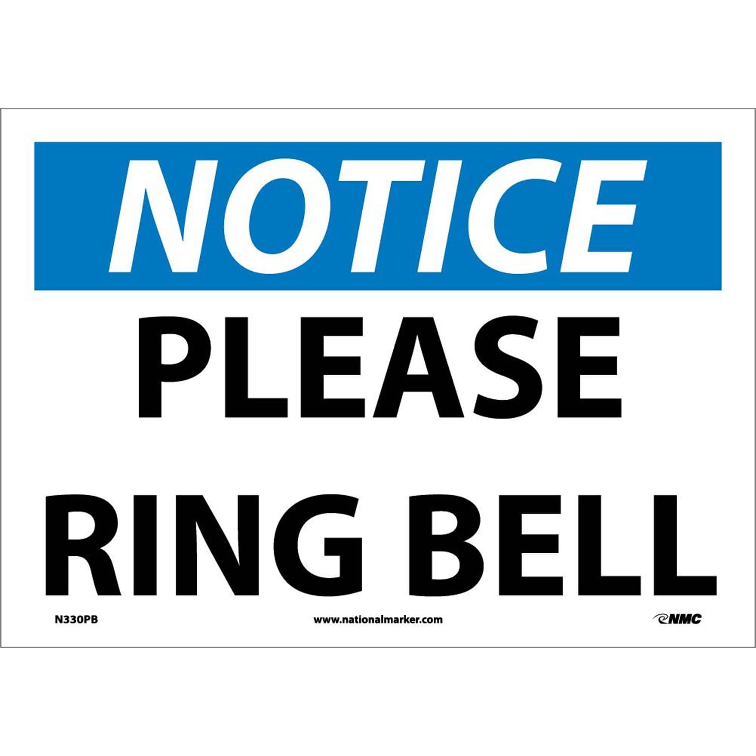 Notice Labels; Please Ring Bell, 10 x 14, Adhesive Vinyl